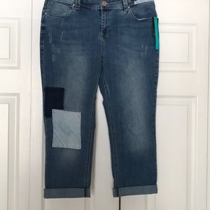 INC Skinny Leg Reg Fit Crop Jeans Patched Sz 10